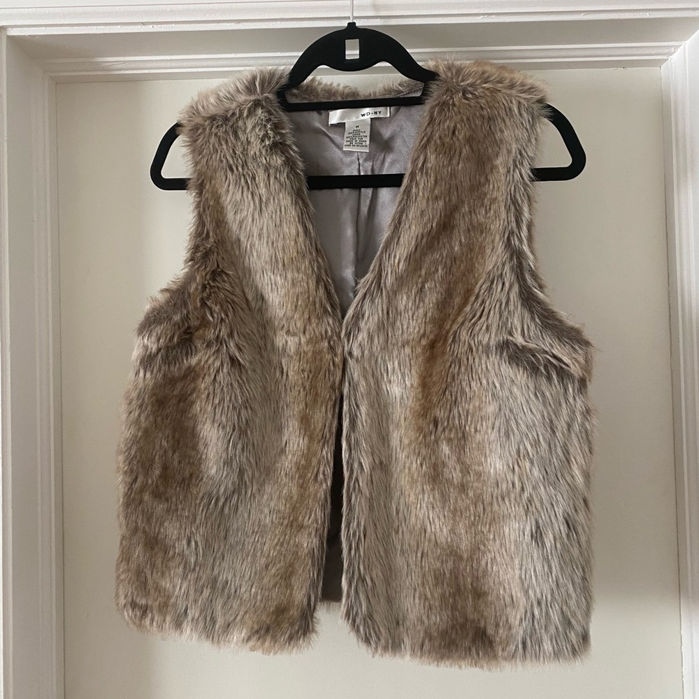 WD.NY Faux Fur Vest in Brown and Tan Size M